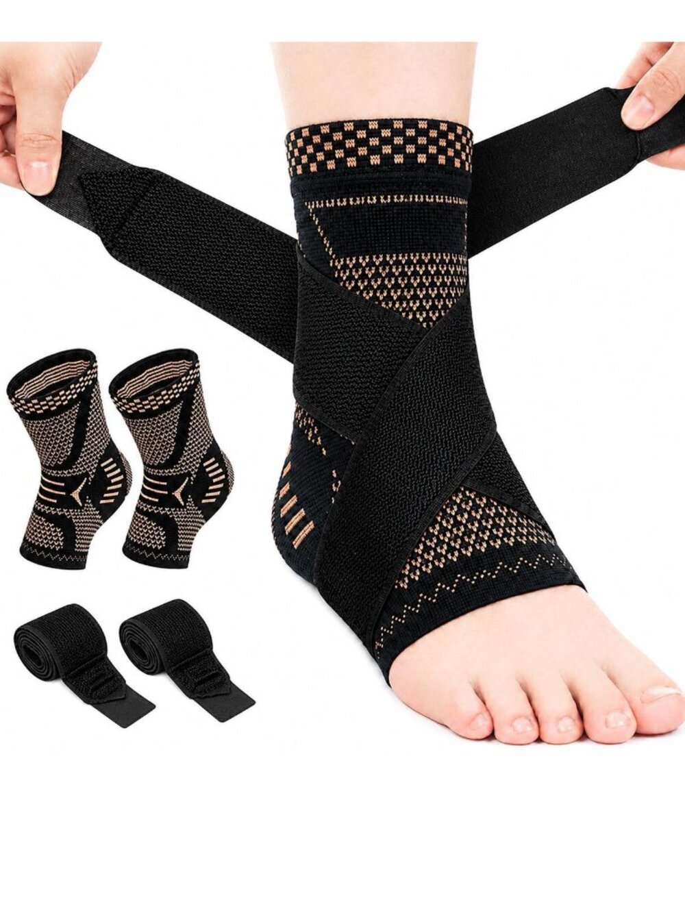 2 Pack Ankle Brace for Women & Men, Ankle Compression Sleeve Support